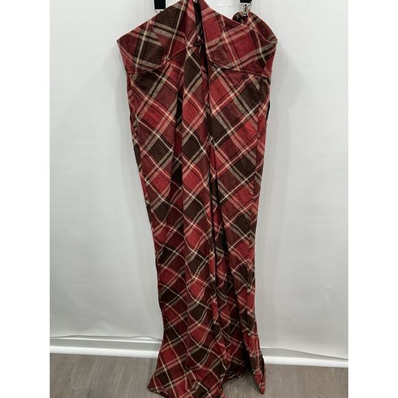 Unique Vintage Womens Suspenders Plaid Pants Red Brown Wide Leg Size 1X/16 NWOT - Picture 9 of 12